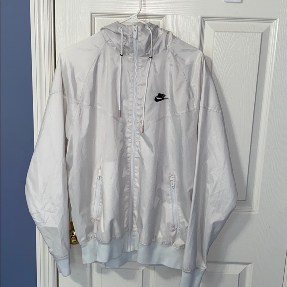 White Nike Hooded Windrunner Jacket